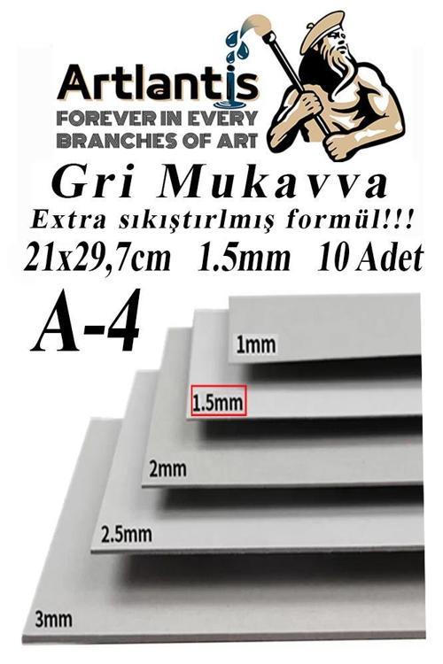 A4 Mukavva Gri 1.5 mm 10 Adet 1 Paket 21x29,7 cm A-4 Mukavva 1,5 mm Kalınlığında A-4 Mukavva