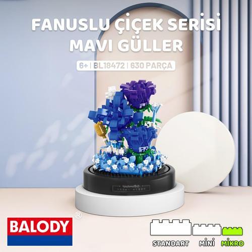 Fanuslu Çiçek Serisi – Mavi Güller (BL18472) – Mini Blok Yapı Oyuncakları Seti