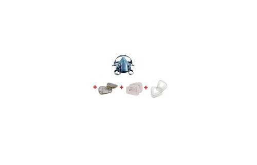 7502 YARIM YÜZ MASKE+6059 ABEK1 FİLTRE+5925 P2 PED+ 501 FİLTRE TUTUCU KAPAK