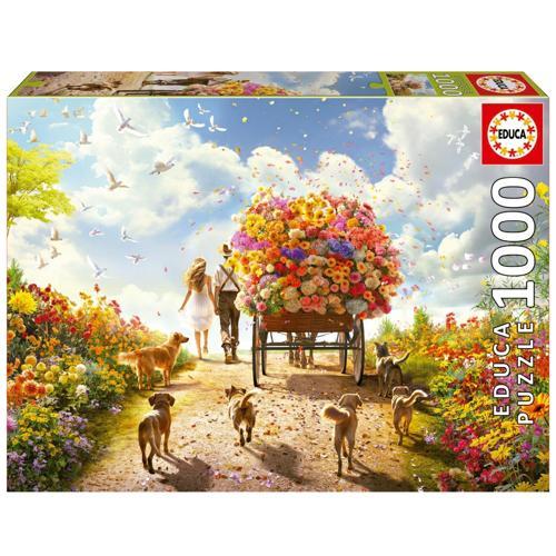 1000 Parçalık Çiçek Taşıyan Araba - 19921 - Carrying Flowers