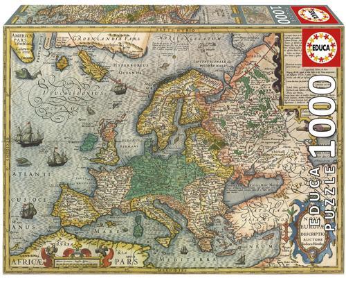 1000 Parçalı Avrupa Haritası Karton Puzzle/Yapboz - Map Of Europe - 19624