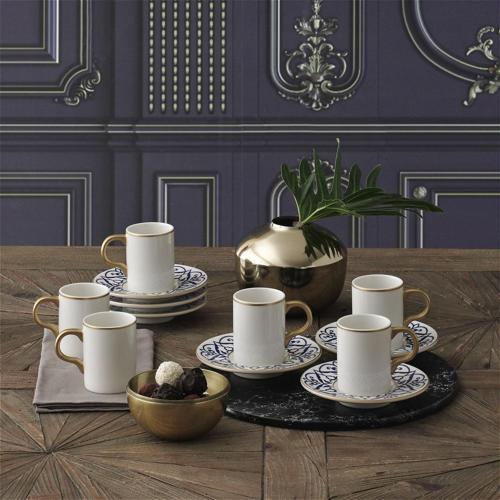 Camelia 12 Parça 6 Kişilik Bone Türk Kahvesi Fincan Takımı - 5552