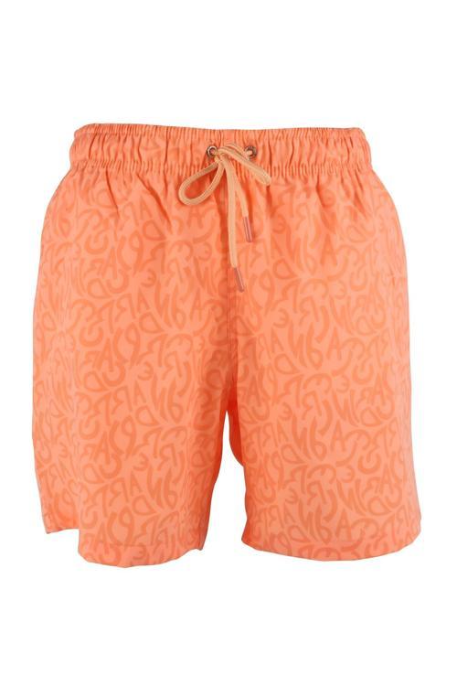 Erkek Deniz Şortu Cepli Pamuklu Polyester Su Yitici Tahriş Etmeyen Astar Desenli Turuncu BS-233