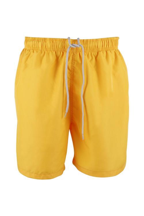 Erkek Deniz Şortu 3 Cepli Pamuklu Polyester Su Yitici Tahriş Etmeyen Astar Sarı