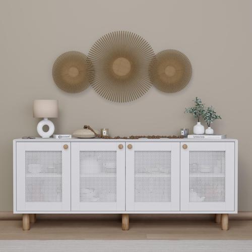 Bohem Serisi Natura Pvc Hasır Desen Mat Beyaz Konsol