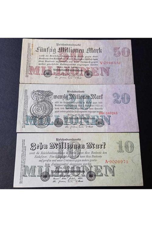 3996367f250209206a 1923 mark 10-20-50 milyon ÇT+ eski yabancı kağıt para
