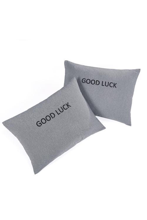 2li Yastık Kılıfı Good Luck Baskılı Füme