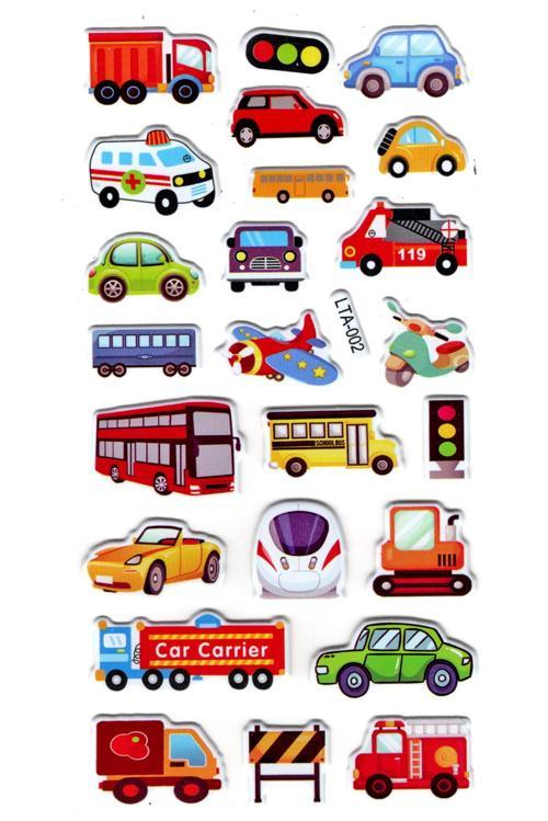 Sticker Kabartmalı Stiker Çıkartma Etiket (LTA002)-18x9 cm- iş makina arabalar