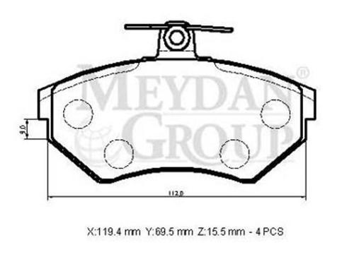 Seat Toledo 96/98 Ön Fren Balatası (Di̇sk) (119,4x69,5x15,5) (Bramax) 