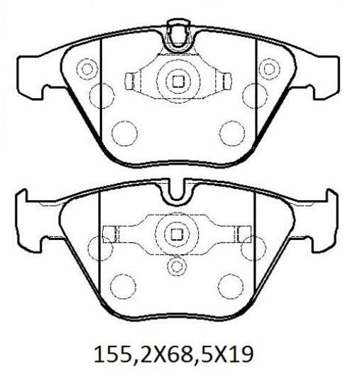 Bmw 7 Seri E66 05/09 Ön Fren Balatası (Kablosuz) (Di̇sk) (155,2x68,5x19)(bramax) 