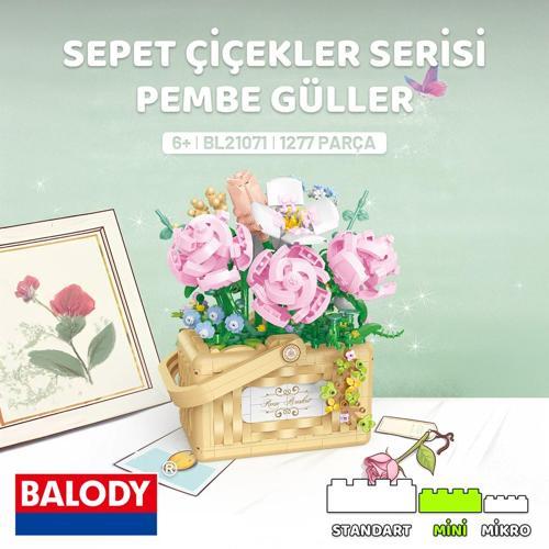 Sepet Çiçekler Serisi – Pembe Güller (BL21071) Mini Blok Yapı Oyuncakları Seti