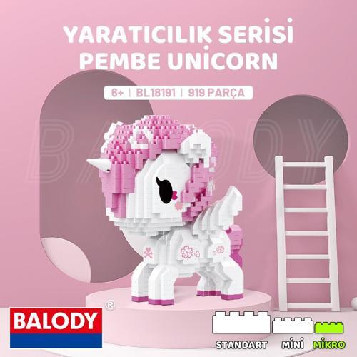 Yaratıcılık Serisi – Pembe Unicorn (BL18191) – Mini Blok Yapı Oyuncakları Seti