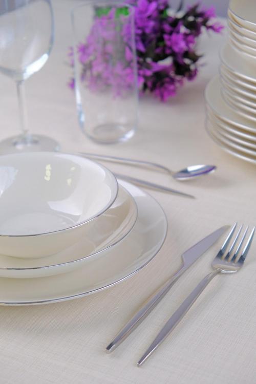 Chic Platin Porselen Yemek Takımı 24 Parça 6 Kişilik