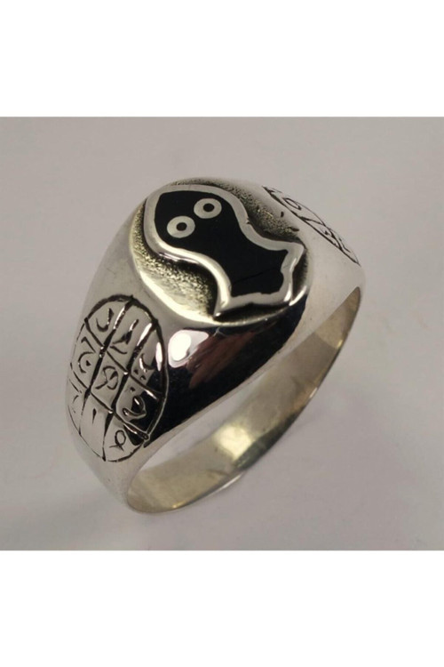 Nalı Şerif Ve Ebced Figürlü Gümüş Erkek Serçe Parmak Yüzüğü