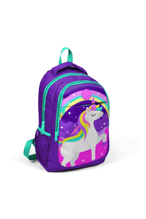 Yaygan Kids Mor Unicorn Resimli Üç Bölmeli Ilkokul Sırt Çantası