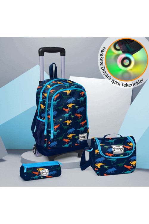 Adalinhome Kids Dinazor Desenli Çekçek Çantalı 3'Lü Set