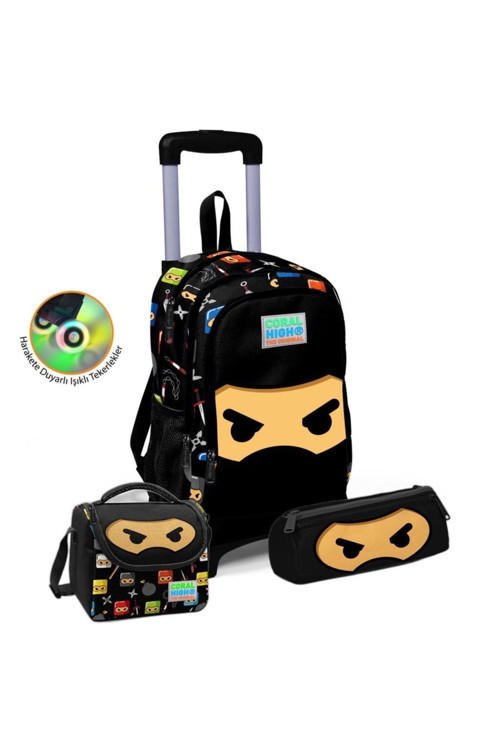 Kids Ninja Desenli Çekçek Çantalı 3'Lü Set 23381