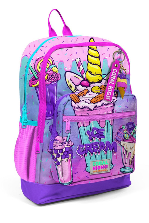 Kids Pembe Mor Milkshake Dondurma Desenli Okul Sırt Çantası 23749