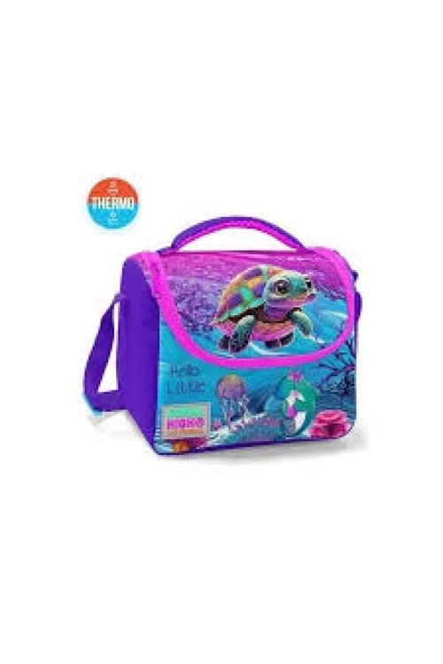 Kids Pembe Mor Kaplumbağa Desenli Thermo Beslenme Çantası 11756