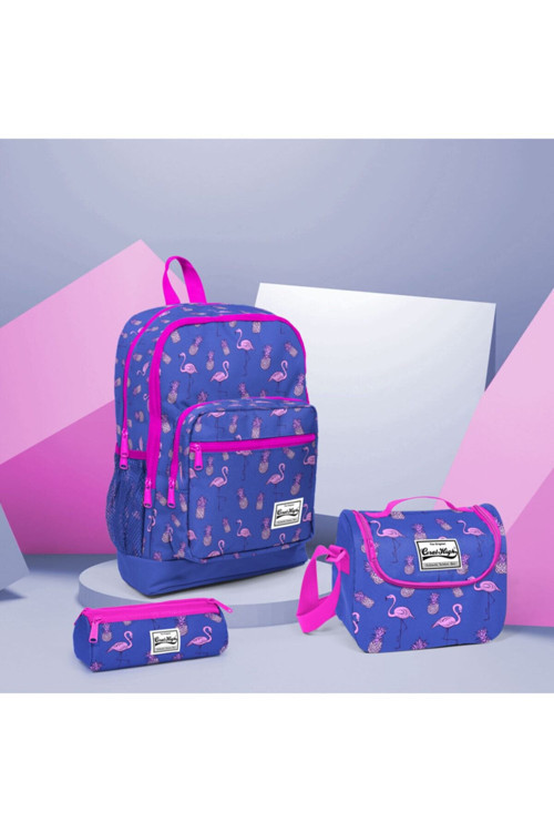 Kids Lavanta Flamingo Desenli 3 Lü Çanta Seti