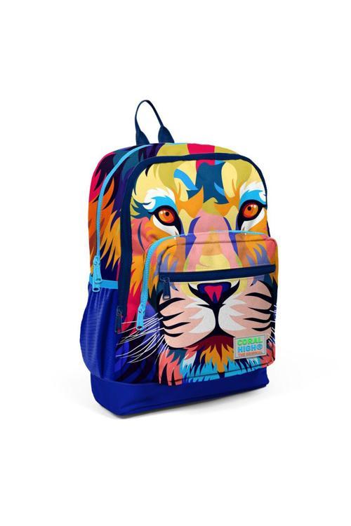 Coral High Kids Aslan Desenli Dört Bölmeli Okul Sırt Çantası 23741