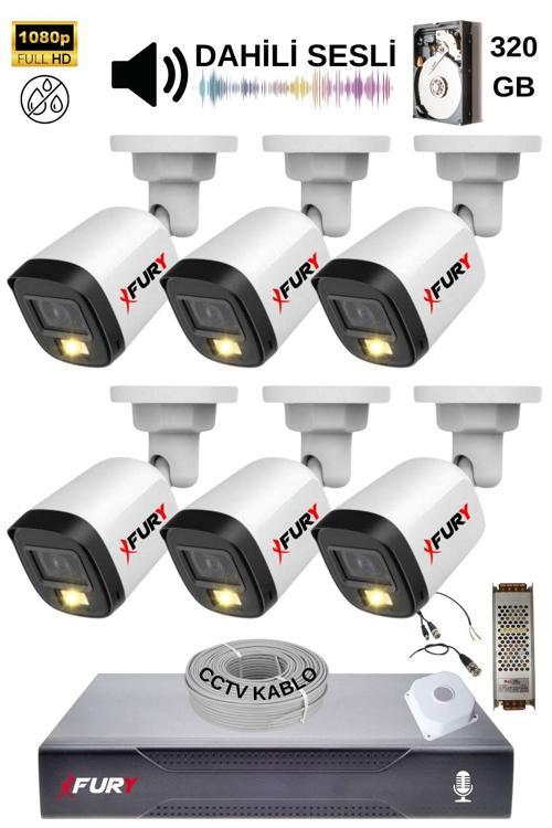 6 Kamera Sesli Gece Renkli Güvenlik Kamerası Full Hd-su Geçirmez Güvenlik Kamerası Seti 320GB