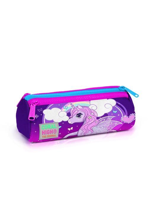 Coral High Unicorn Desenli Üç Bölmeli Kalem Çantası 22008