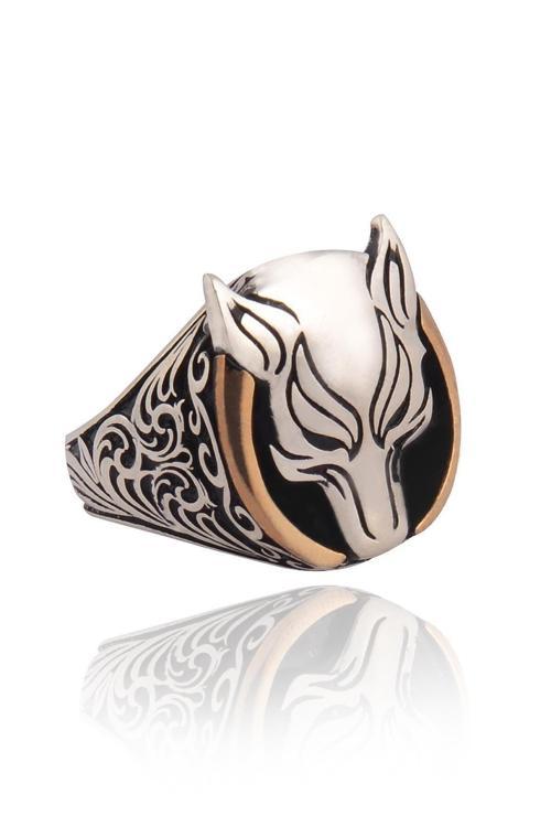 Bozkurt Model Kurt Başı Gümüş Erkek Yüzük