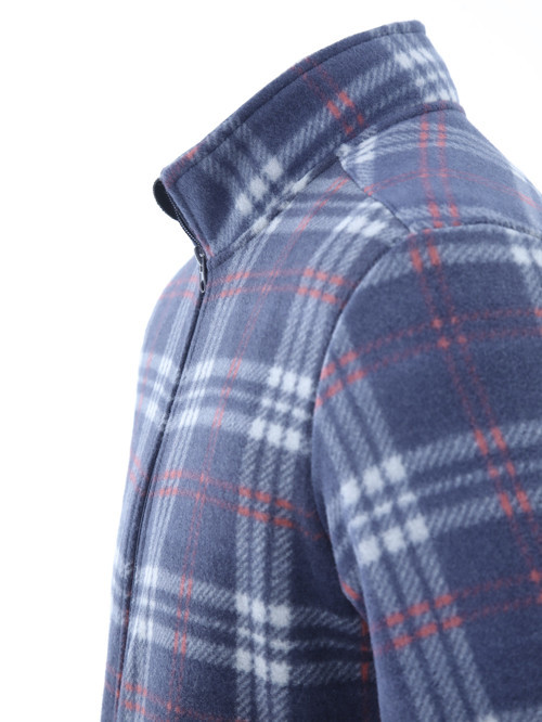 Erkek Kaşe Ekoseli Fermuarlı Polar Hırka