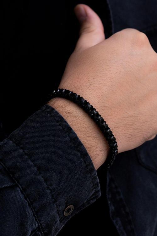 Erkek Siyah Polo Model Çelik Bileklik - Çelik Siyah Polo Model Bileklik