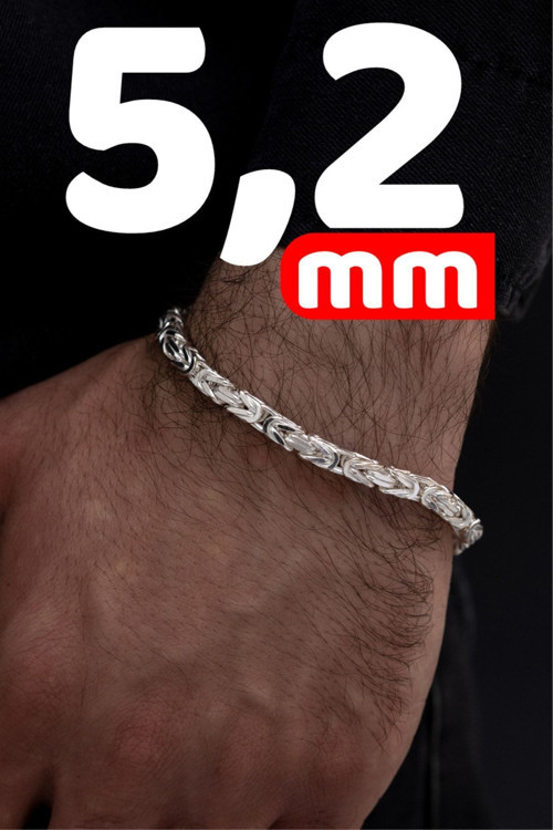 Parlak Kral 5.2 Mm Erkek Gümüş Bileklik