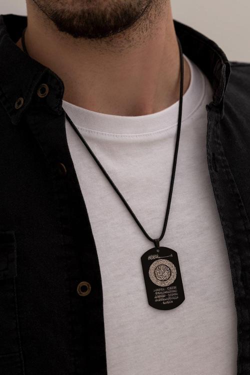 Fetih Suresi - Erkek Kolye - Fetih Suresi Işlemeli Asker Künyesi - 316 L Paslanmaz Çelik Kolye