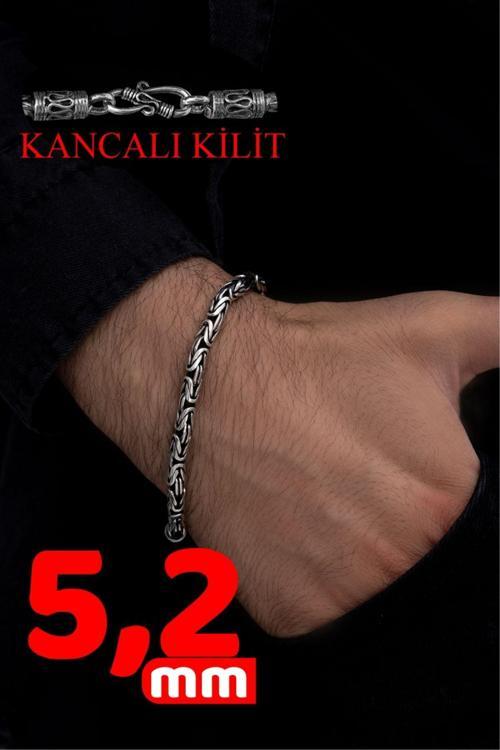 Erkek Gümüş Bileklik - Kancalı Kral 925 Ayar Sertifikalı Faturalı Erkek Gümüş Bileklik