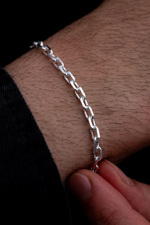 Erkek Gümüş Bileklik - 3.5 Mm Forse Zincir Gümüş Bileklik