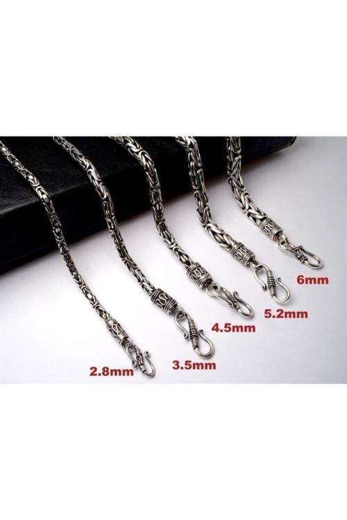 2Mm - Kancalı Kral Zincir Gümüş Erkek Bileklik Künye Italyan Model