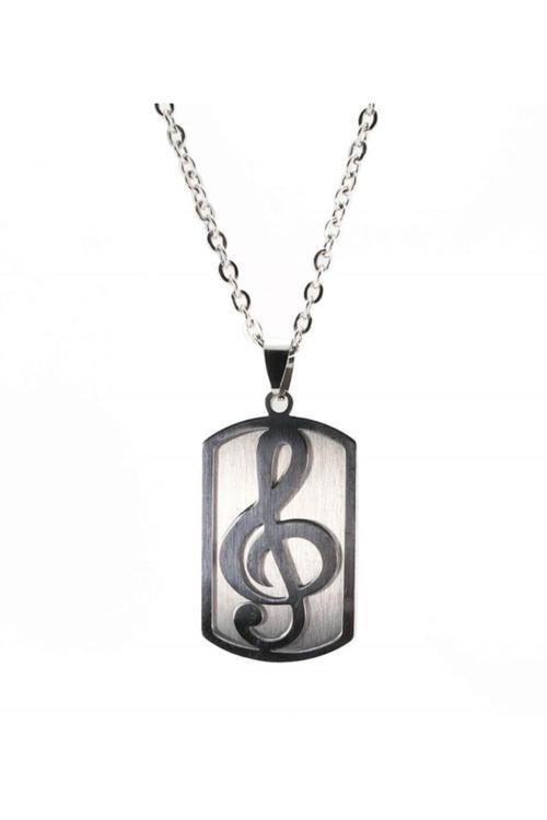 Ottoman Sol Anahtarı Çelik Erkek Kolye Zincir