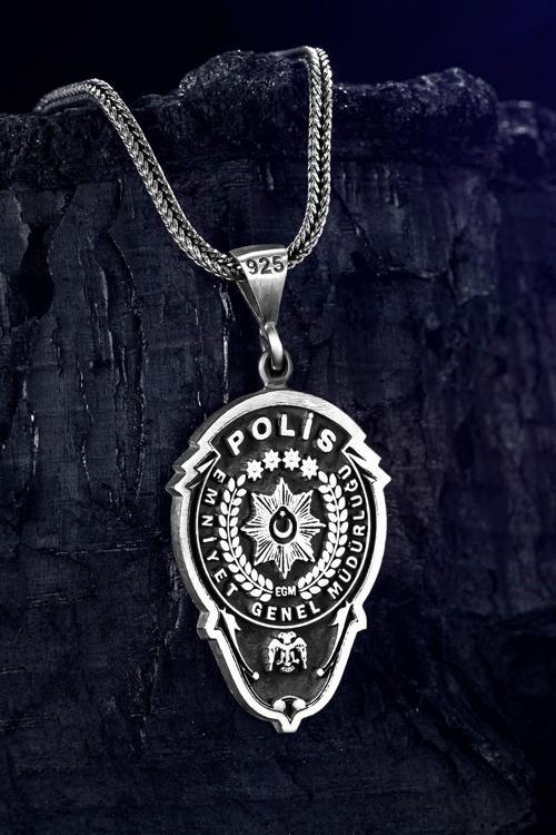Polis Rozeti Kolyesi - Emniyet Teşkilatı Arması Gümüş Kolyesi