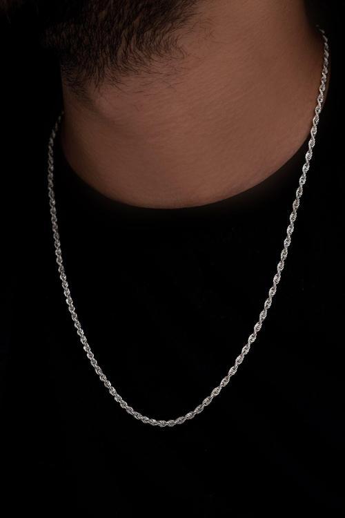 Erkek Gümüş Kolye - 2Mm Burma Model Halat Gümüş Kolye Zincir Gklhltburma-Gms