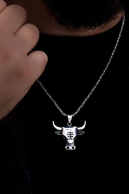 Erkek Gümüş Kolye - Kral Model Chicago Bulls Gümüş Kolye
