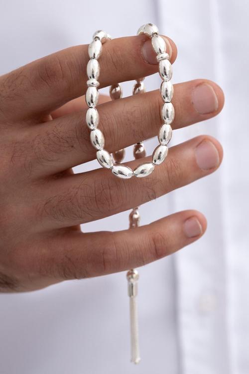 Gümüş Tespih Arpa Kesim Büyük Boy 24 Gr