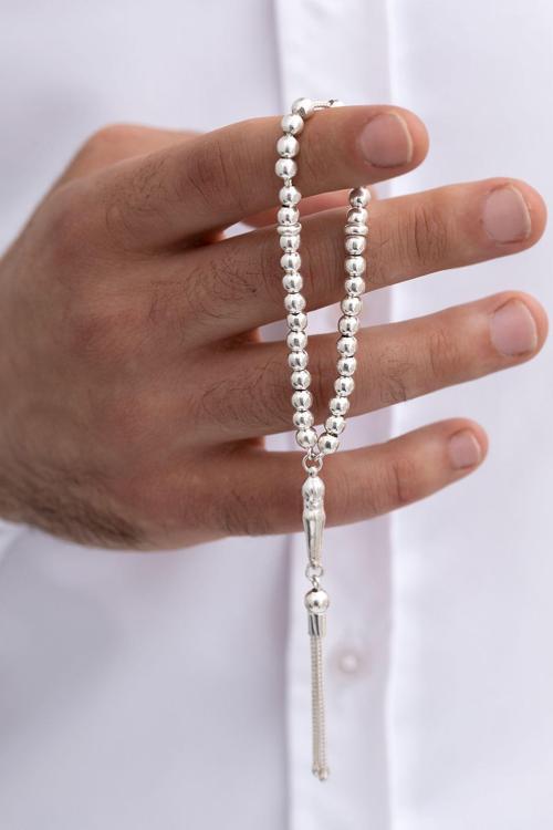 Gümüş Tespih Düz Küre Küçük Boy 16Gr