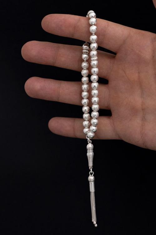 Gümüş Tespih Çizgili Küre Küçük Boy 16,5Gr