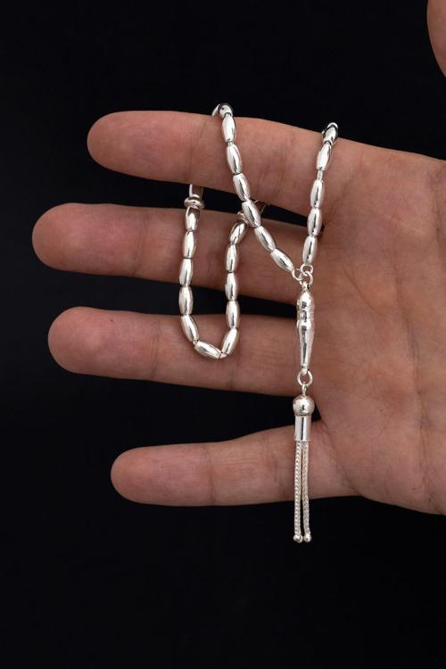 Gümüş Tespih Arpakesim Orta Bilek Boy 18Gr