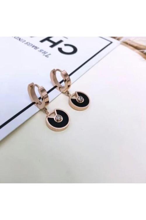 Rose Renk Kararmayan Happy Çelik Halka Küpe