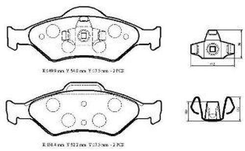 Ford Ka 98/06 Ön Fren Balatası 1,0/1,3cc (Di̇sk) (149,9x54x17,5/15
