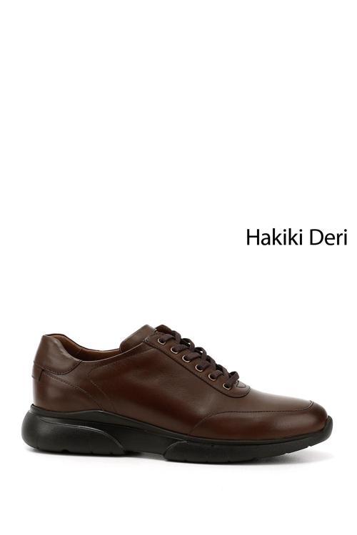 Erkek Kahve Antik Bağcıklı Hakiki Deri Comfort Sneaker