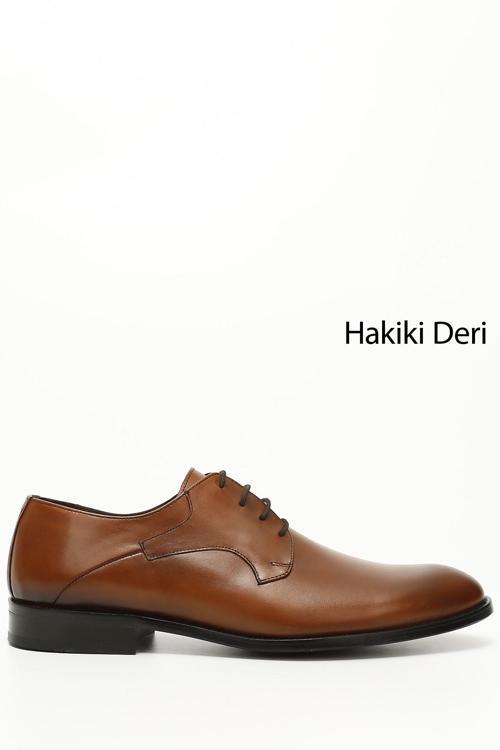 Erkek  Baskılı Kösele Taban Hakiki Deri Klasik Ayakkabı