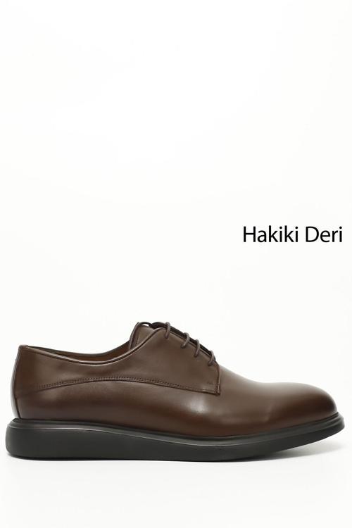 Erkek Kahve Antik Bağcıklı Hakiki Deri Klasik Ayakkabı