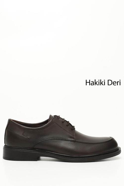 Erkek Kahve Antik Bağcıklı Hakiki Deri Klasik Ayakkabı