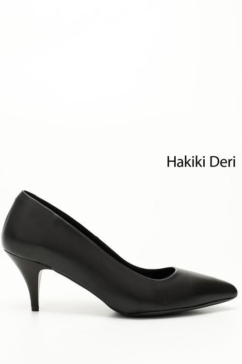 Kadın Siyah Sivri Burun Orta İnce Topuklu Stiletto